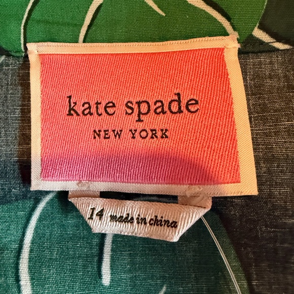 Kate Spade Dress Size 14 Green Dark Forest Leaves Midi Fit and Flare - NWT - Picture 7 of 15